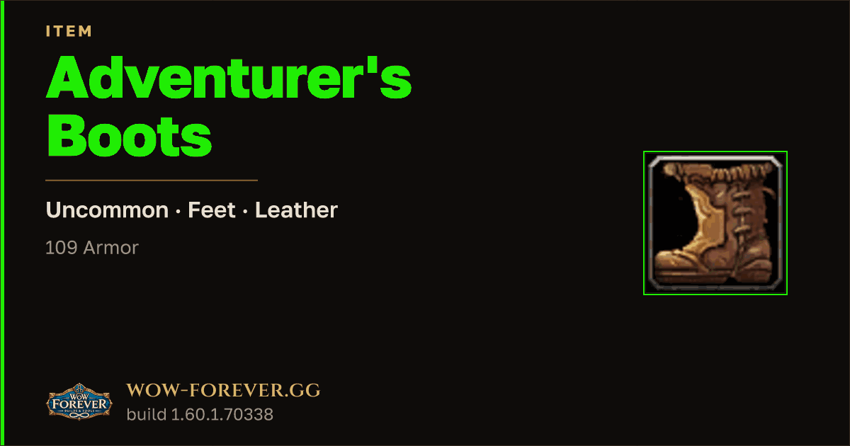 The preview card for Adventurer's Boots