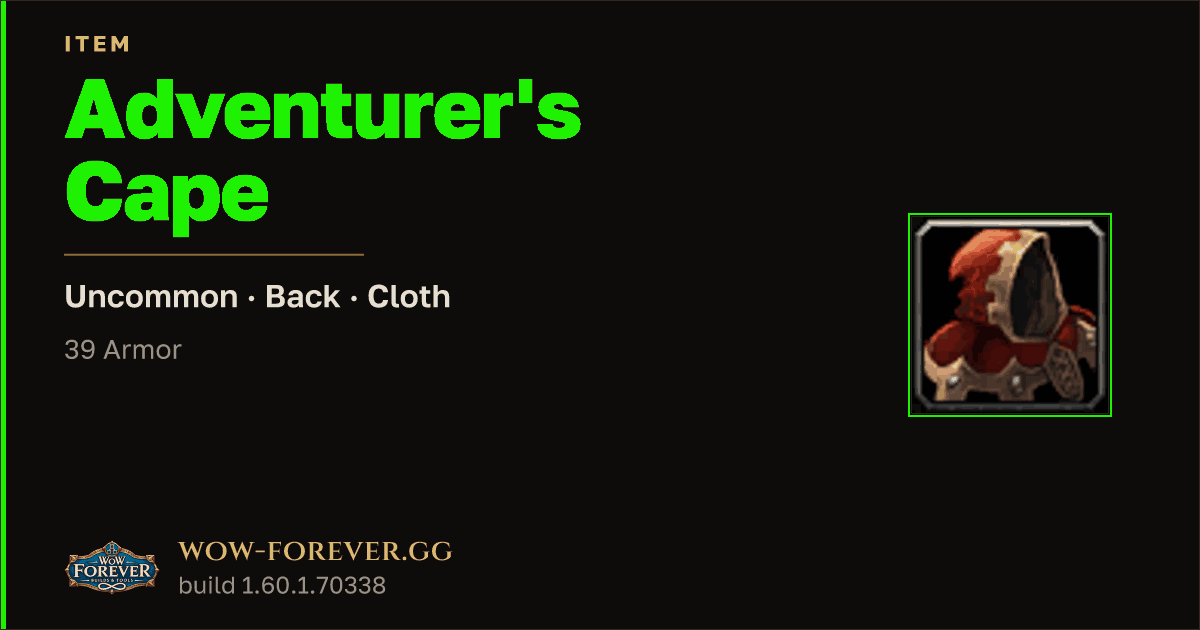 The preview card for Adventurer's Cape