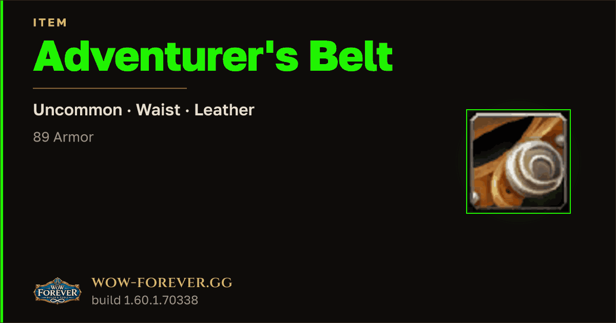 The preview card for Adventurer's Belt