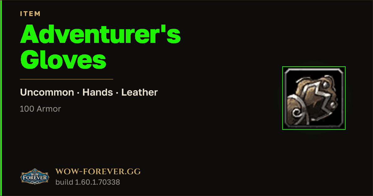 The preview card for Adventurer's Gloves