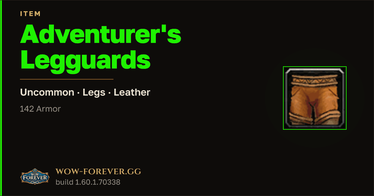 The preview card for Adventurer's Legguards
