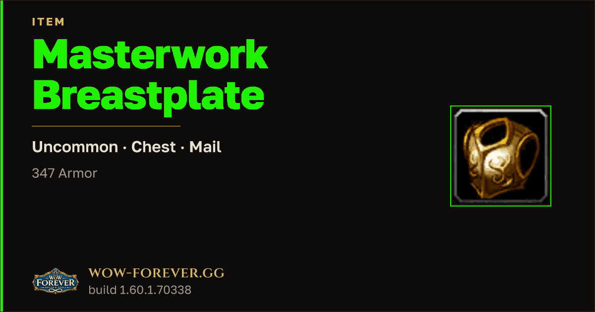 The preview card for Masterwork Breastplate