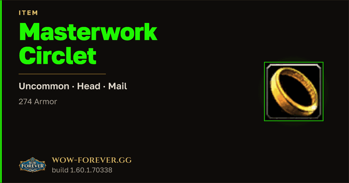 The preview card for Masterwork Circlet