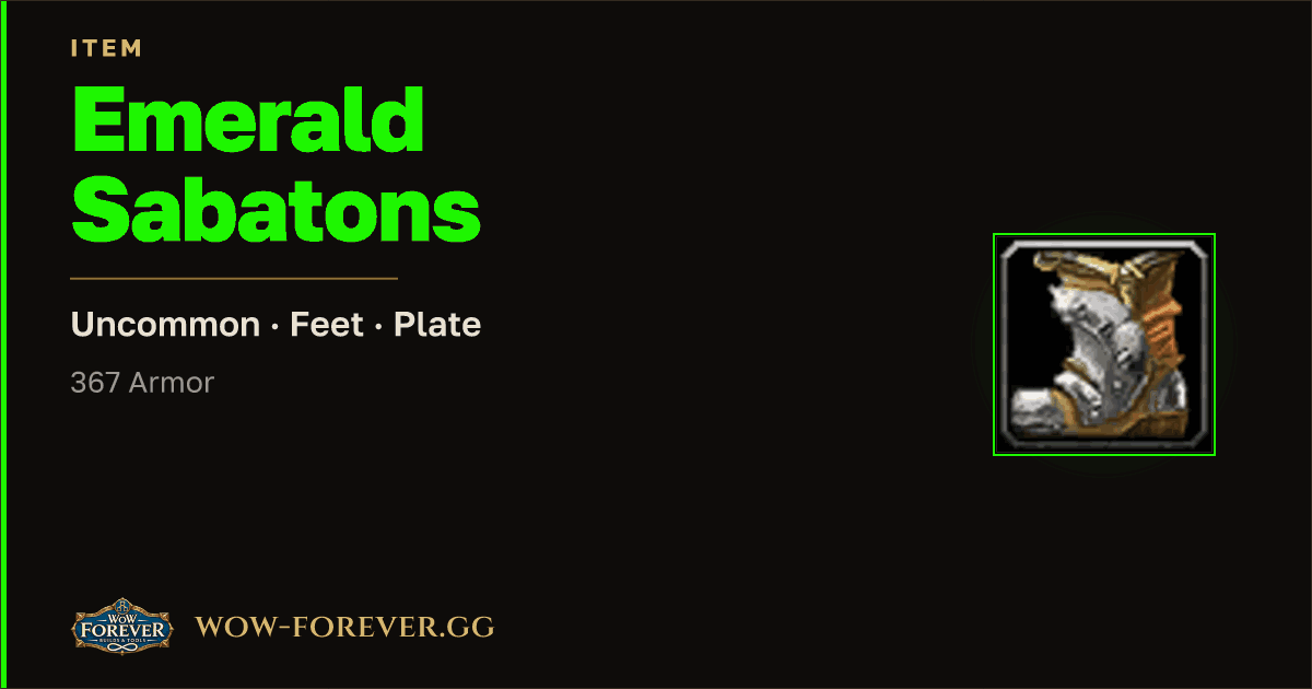 The preview card for Emerald Sabatons