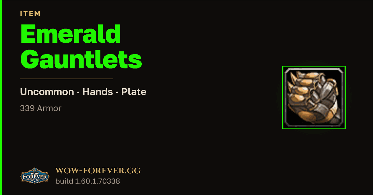 The preview card for Emerald Gauntlets
