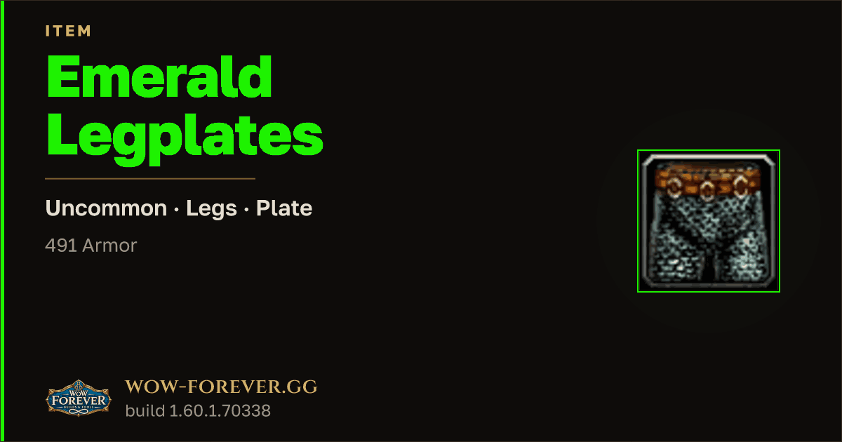 The preview card for Emerald Legplates