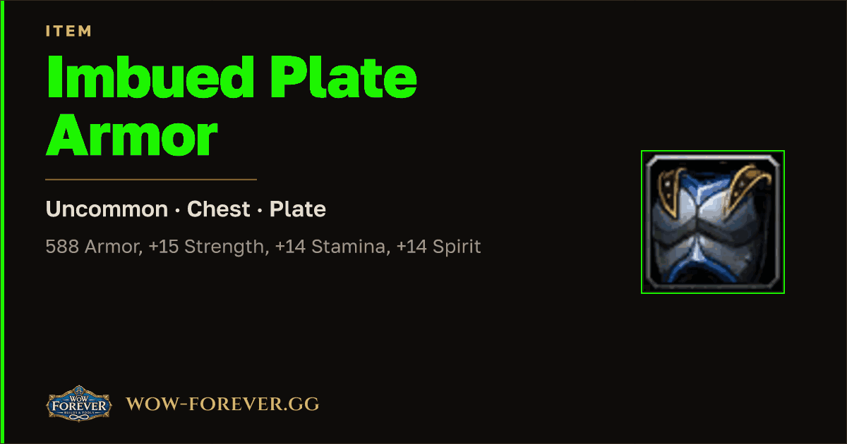 The preview card for Imbued Plate Armor