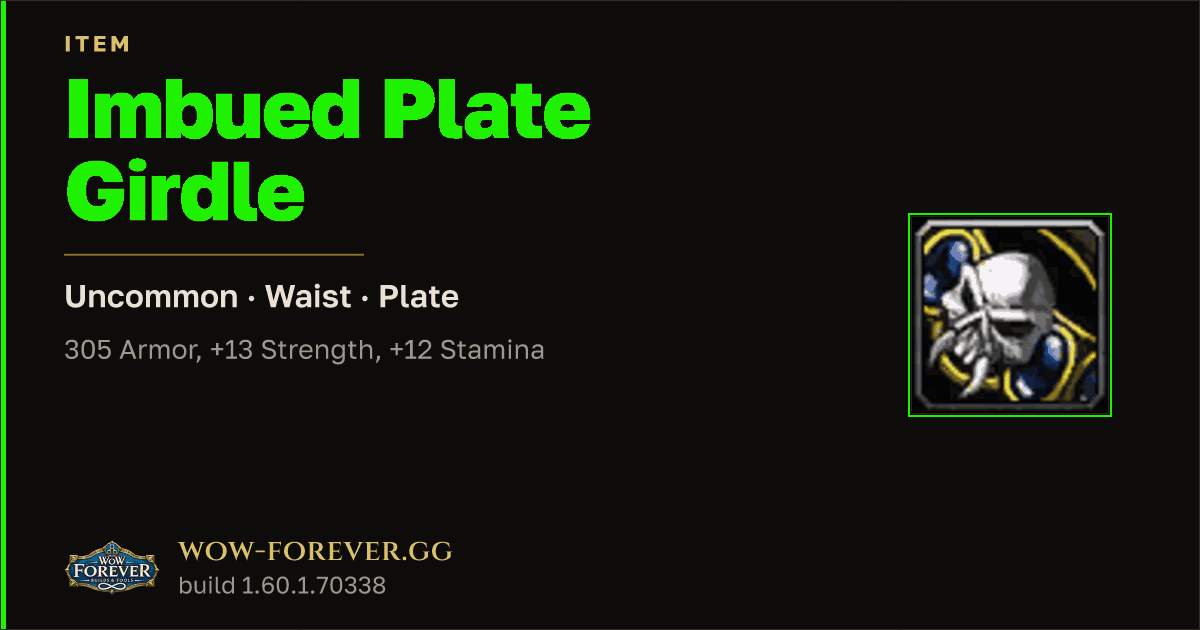 The preview card for Imbued Plate Girdle
