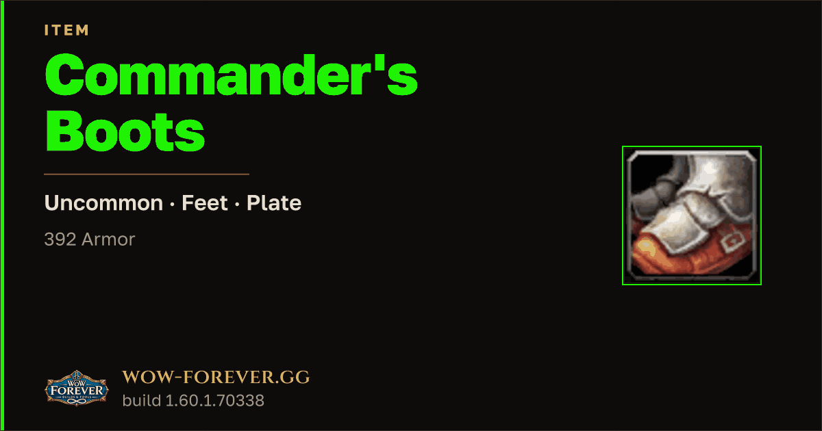 The preview card for Commander's Boots