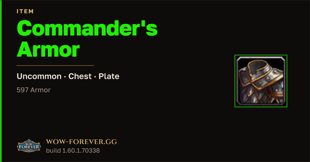 The preview card for Commander's Armor