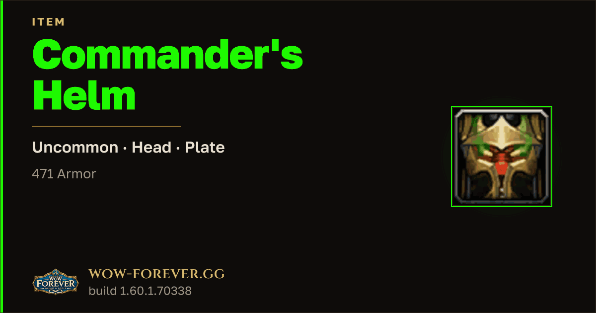 The preview card for Commander's Helm