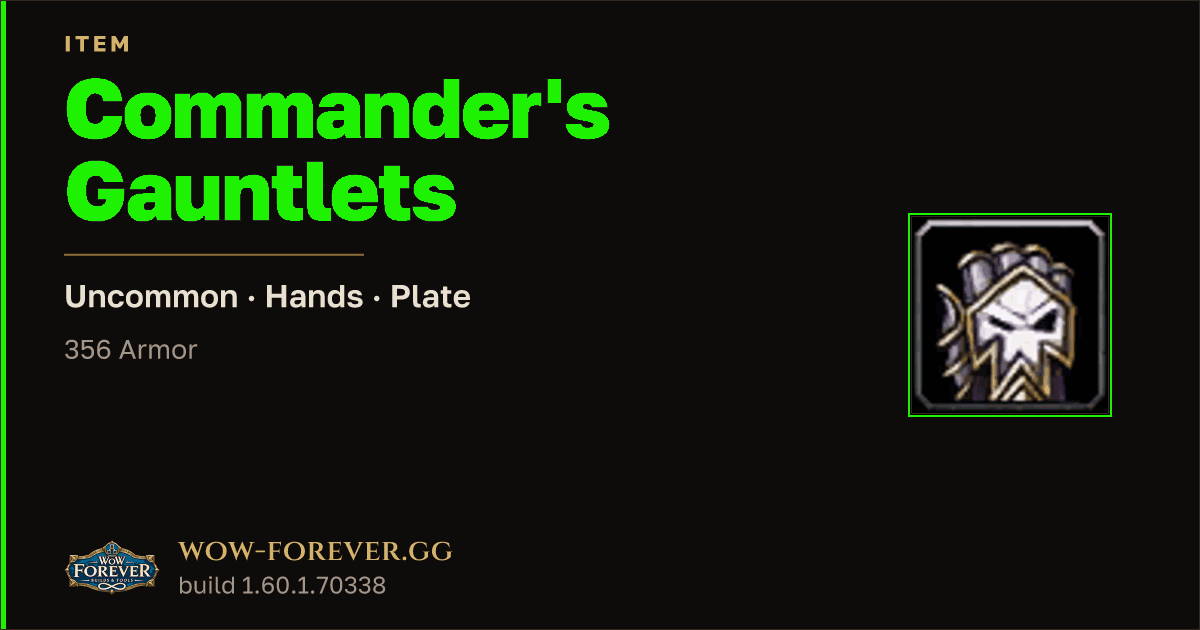 The preview card for Commander's Gauntlets