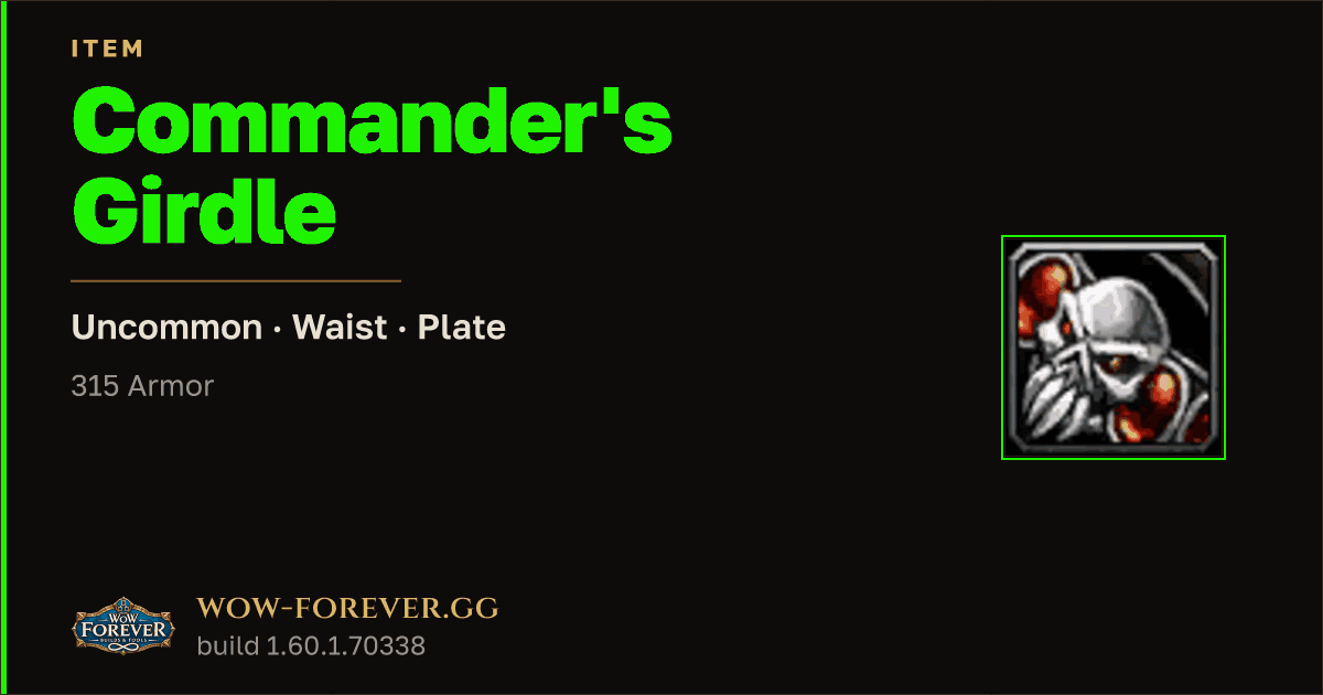 The preview card for Commander's Girdle