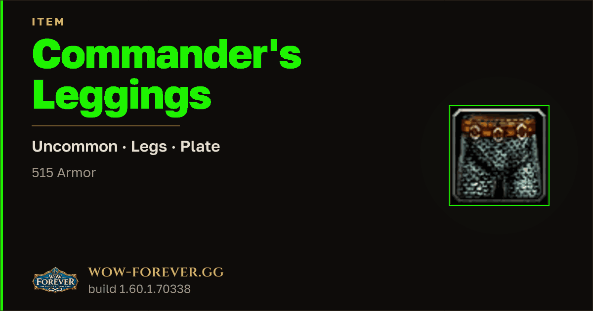 The preview card for Commander's Leggings