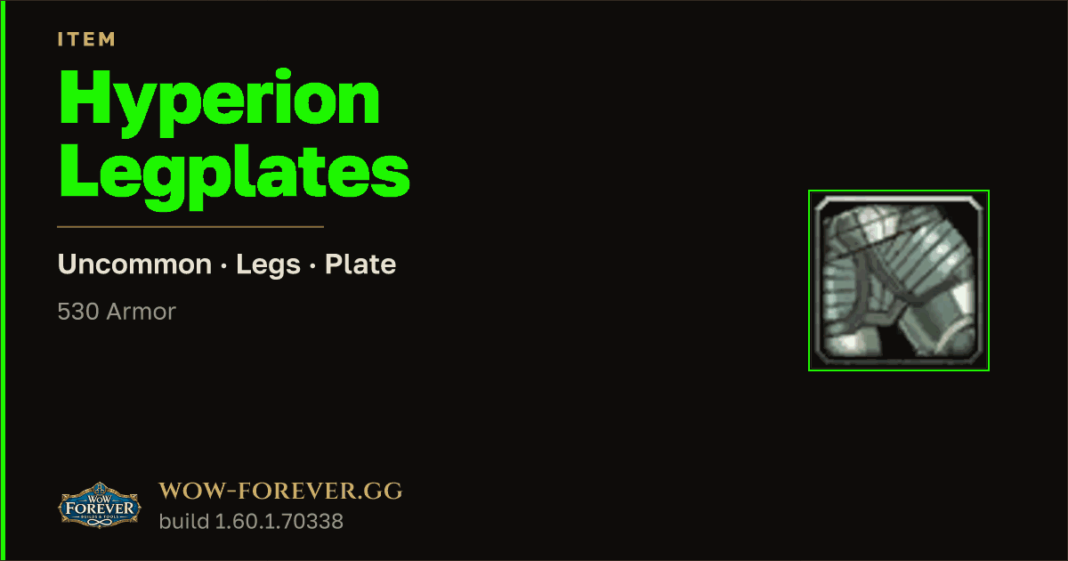 The preview card for Hyperion Legplates