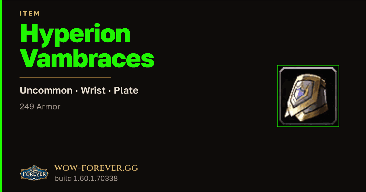 The preview card for Hyperion Vambraces