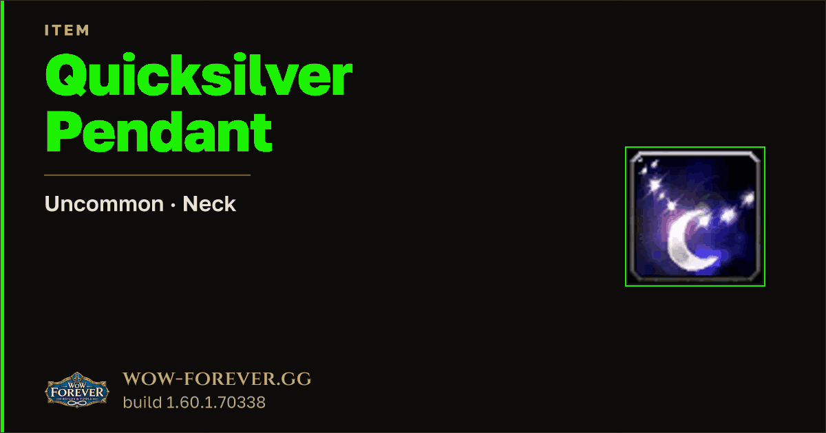 The preview card for Quicksilver Pendant