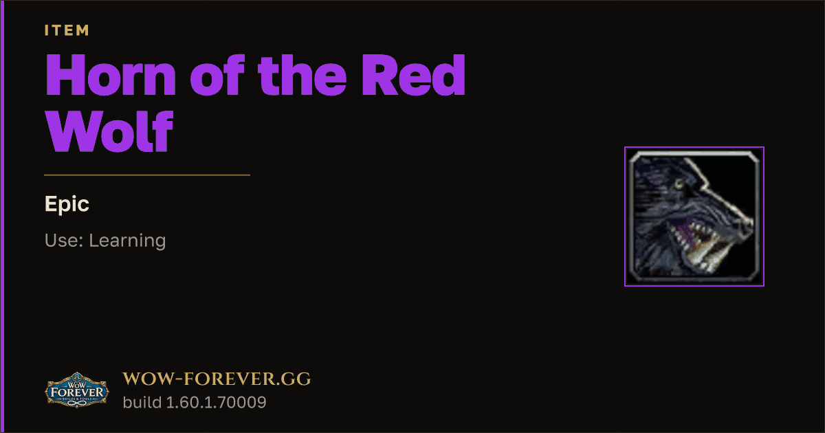 The preview card for Horn of the Red Wolf - Epic Item, Item Level 60