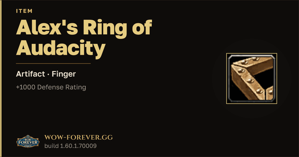 The preview card for Alex's Ring of Audacity - Artifact Ring