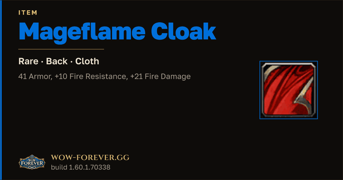 The preview card for Mageflame Cloak