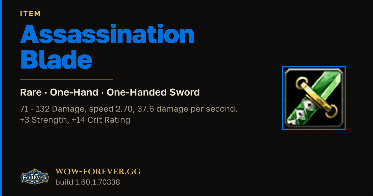 The preview card for Assassination Blade