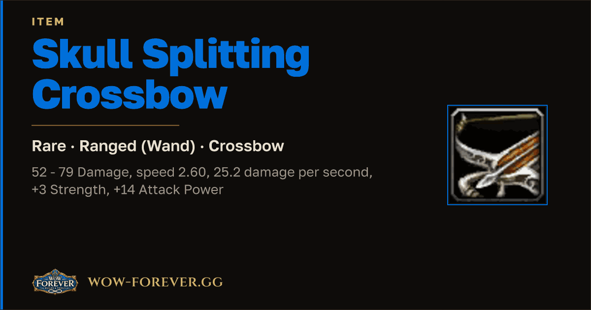 The preview card for Skull Splitting Crossbow