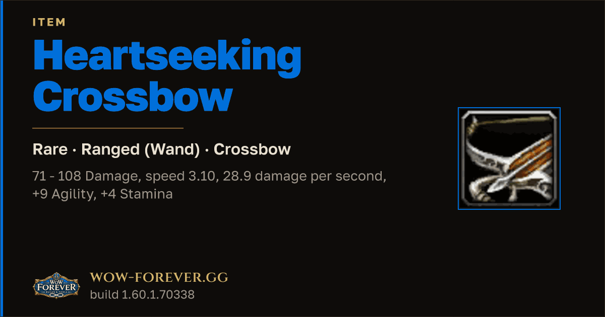 The preview card for Heartseeking Crossbow