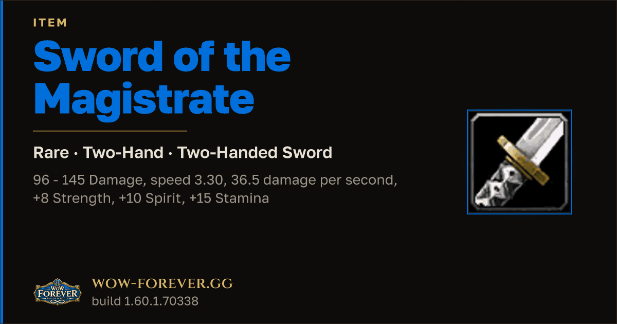 The preview card for Sword of the Magistrate