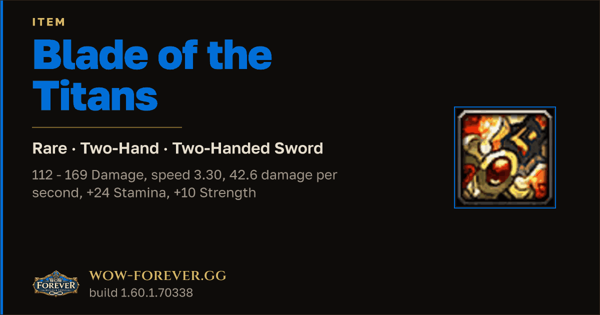 The preview card for Blade of the Titans