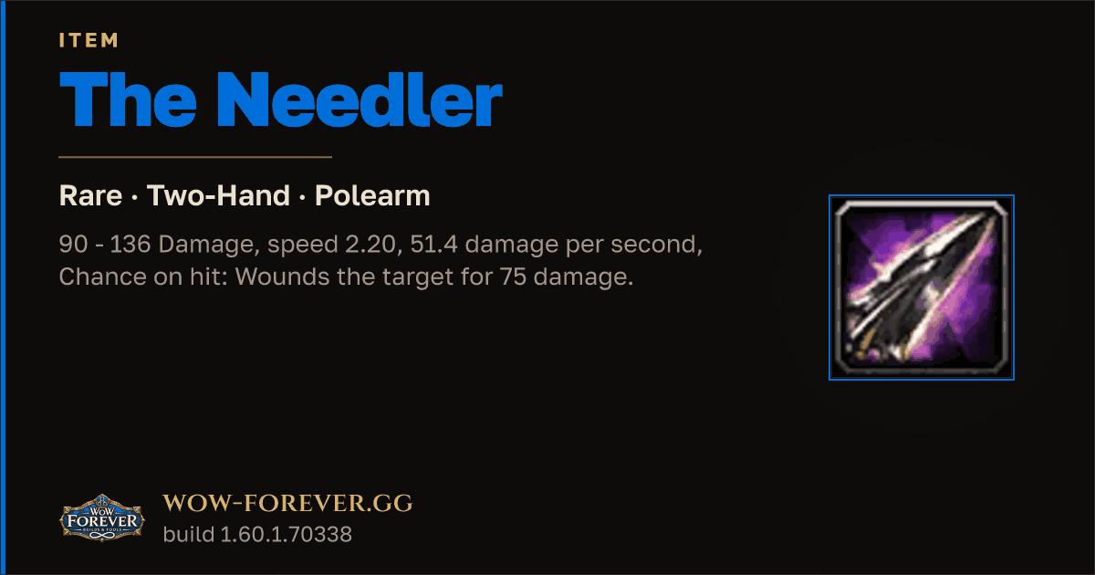 The preview card for The Needler