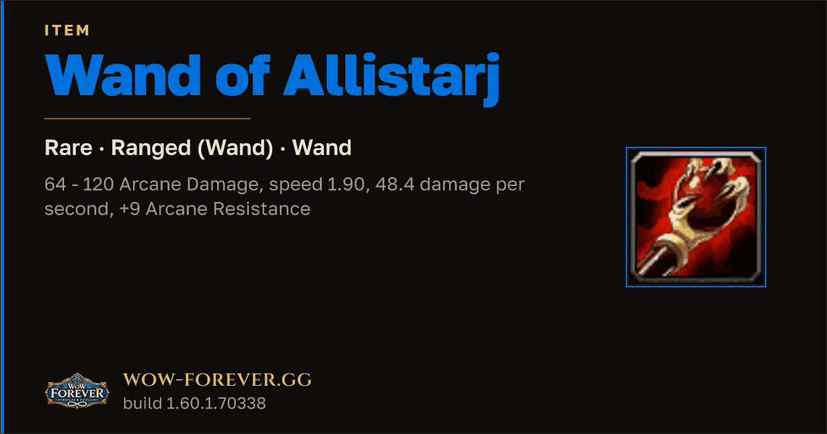 The preview card for Wand of Allistarj