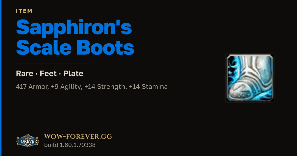 The preview card for Sapphiron's Scale Boots