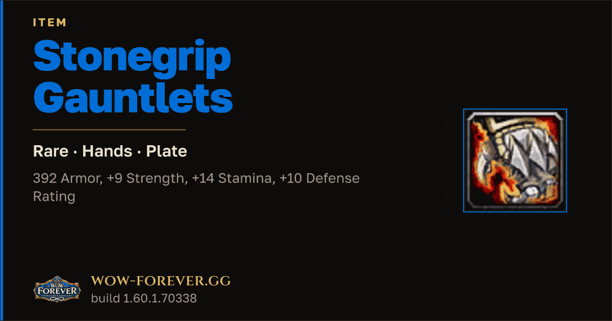 The preview card for Stonegrip Gauntlets