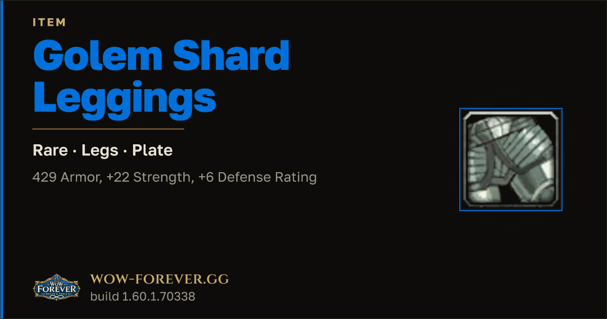 The preview card for Golem Shard Leggings