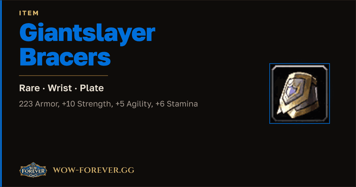 The preview card for Giantslayer Bracers