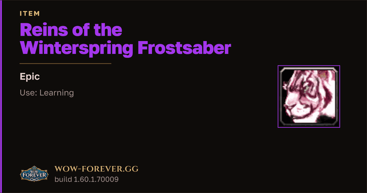 The preview card for Reins of the Winterspring Frostsaber - Epic Item
