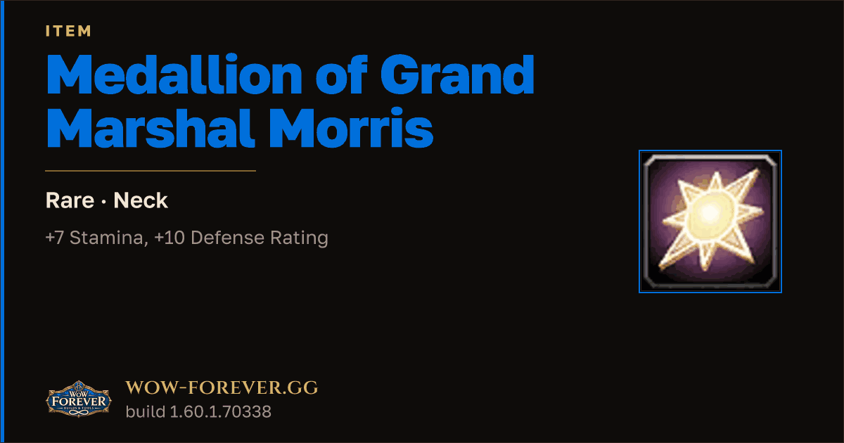 The preview card for Medallion of Grand Marshal Morris