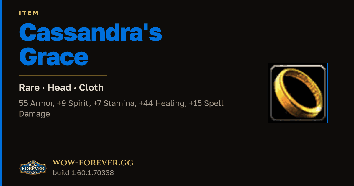 The preview card for Cassandra's Grace
