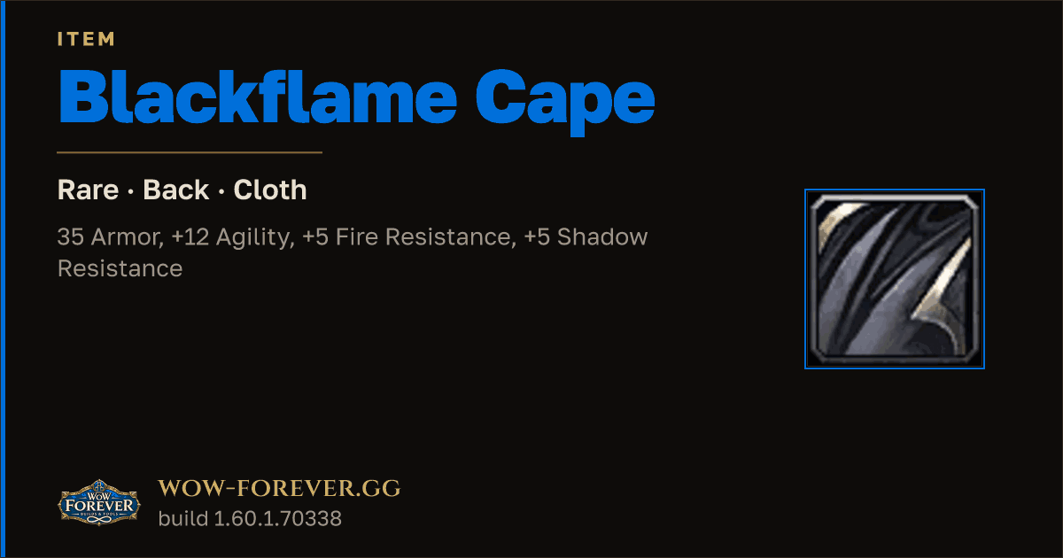 The preview card for Blackflame Cape