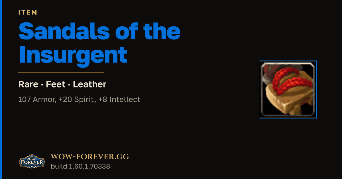 The preview card for Sandals of the Insurgent