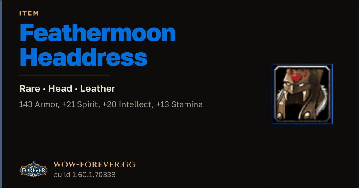 The preview card for Feathermoon Headdress
