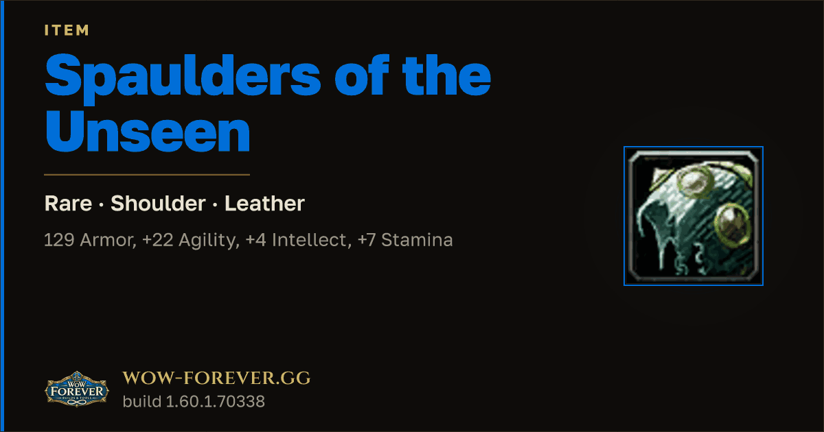 The preview card for Spaulders of the Unseen