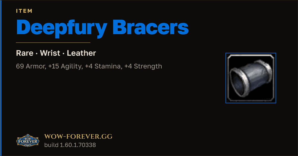 The preview card for Deepfury Bracers