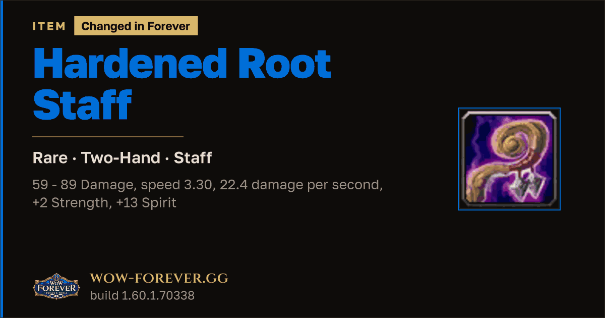 The preview card for Hardened Root Staff