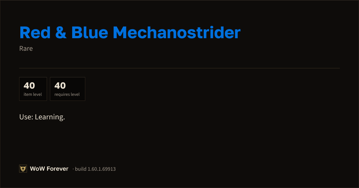 The preview card for Red & Blue Mechanostrider - Rare Item