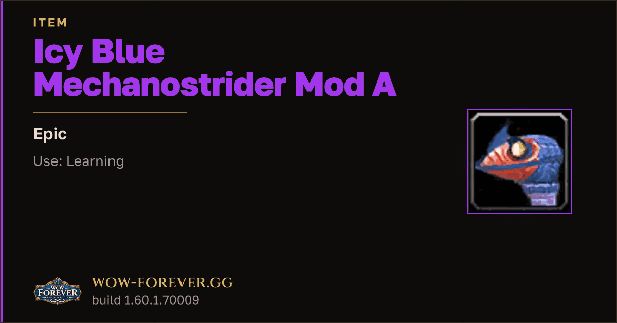 The preview card for Icy Blue Mechanostrider Mod A - Epic Item