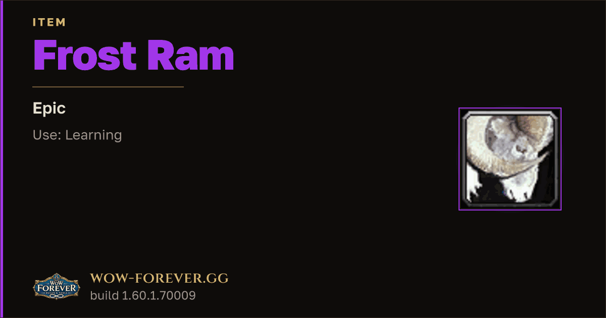 The preview card for Frost Ram - Epic Item, Item Level 60