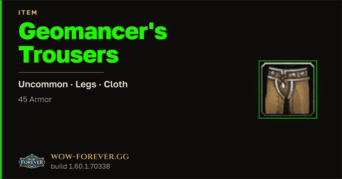 The preview card for Geomancer's Trousers