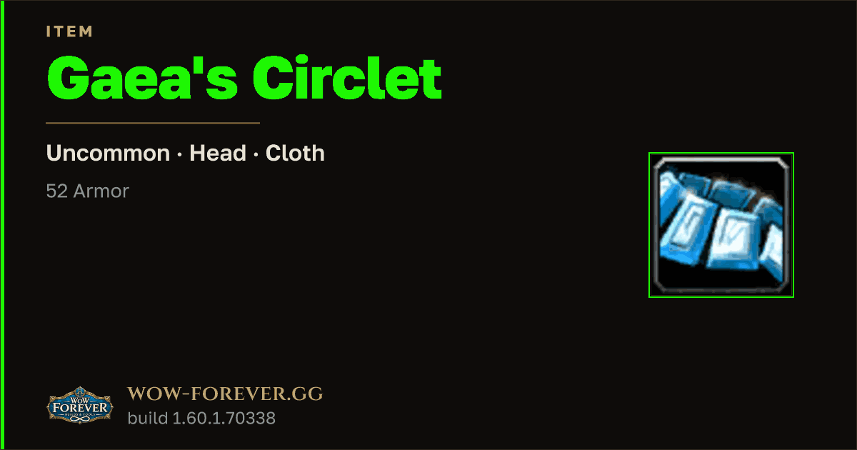 The preview card for Gaea's Circlet