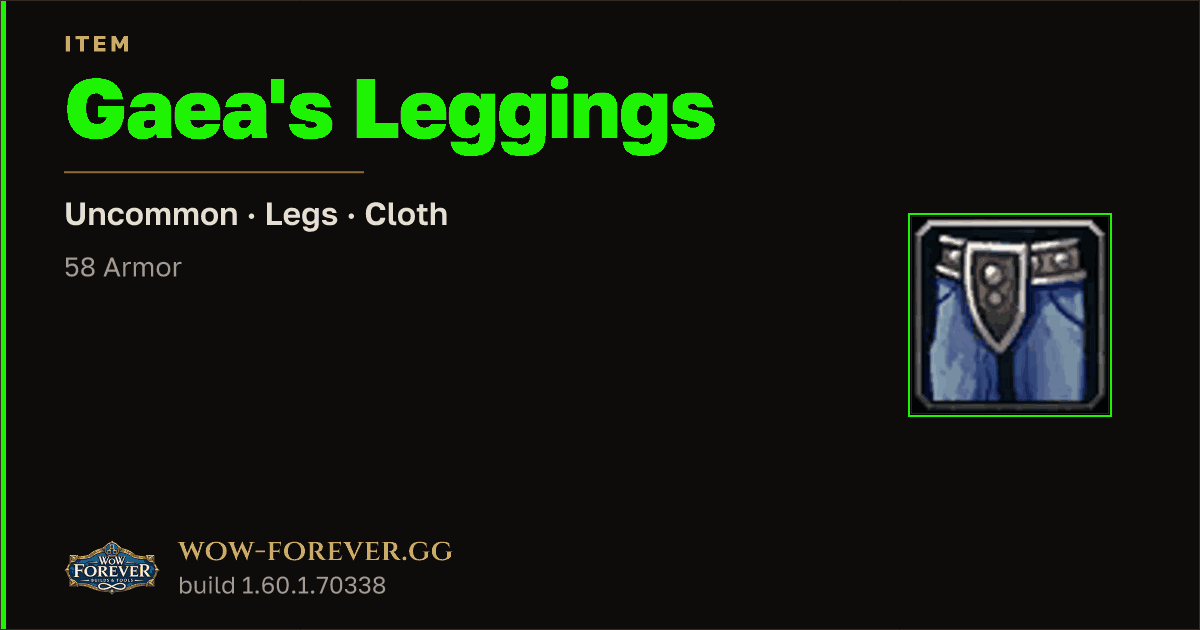 The preview card for Gaea's Leggings